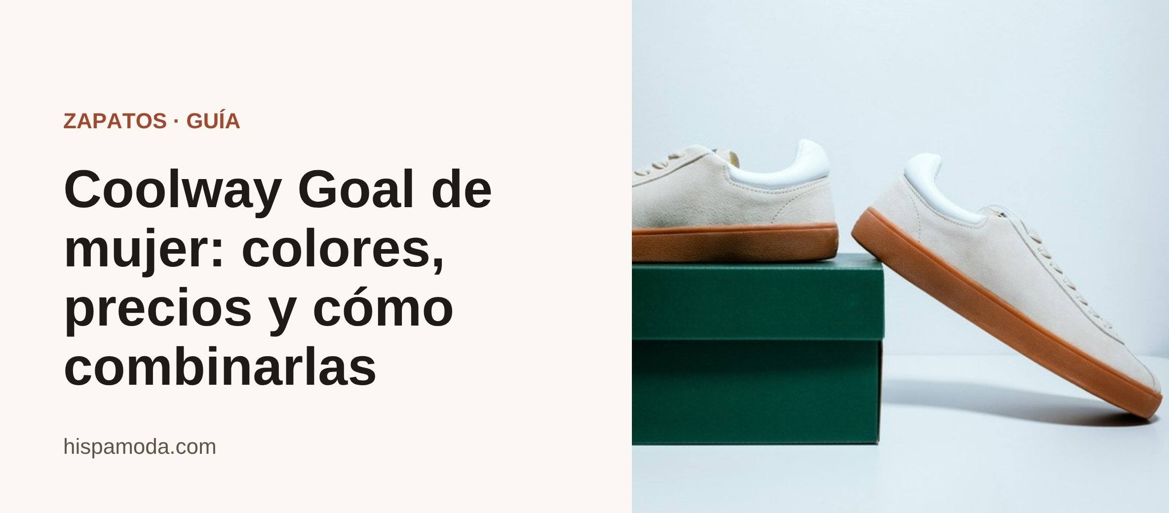 Portada: zapatillas blancas de ante con suela de goma sobre una caja verde