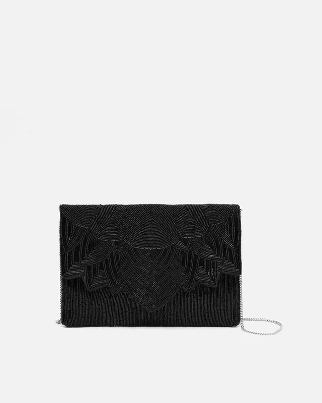 Bolso de fiesta Ibiza de Misako con abalorios, en negro