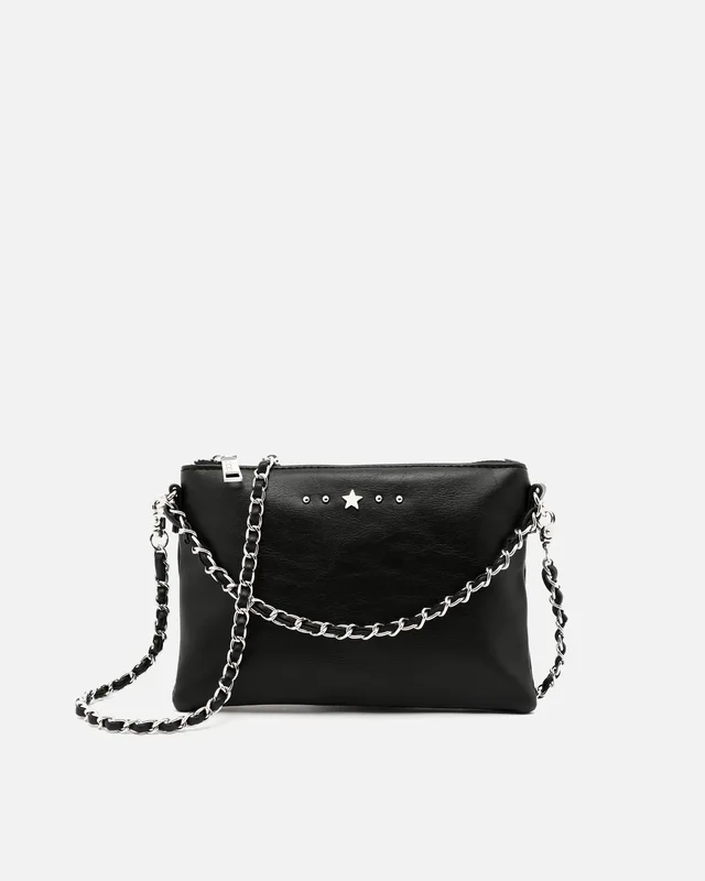 Bolso bandolera de fiesta Nescofi de Misako con doble cadena, en negro