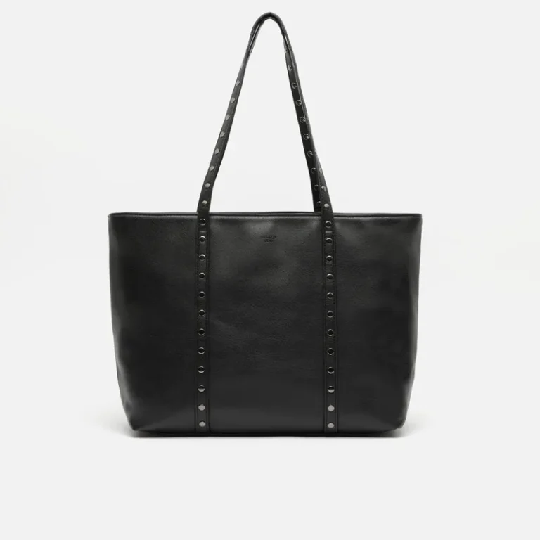 Bolso shopper Watty de Misako efecto piel mate con remaches, en negro
