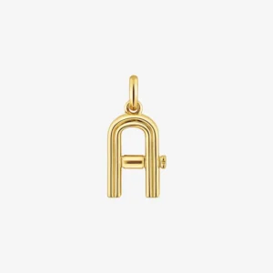 Colgante mediano letra A con baño de oro 18 kt sobre plata Alphabet de TOUS